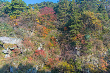 Fototapeta premium Beautiful Mountain Lu geopark landscapes in late autumn, Jiujiang, Jiangxi, China