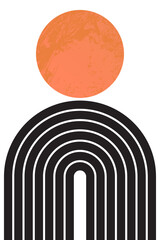 Obraz premium Abstract contemporary poster with geometric shapes, rainbow and sun. Wall art decor. Modern minimalist print. Boho style