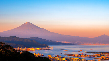 Sunrise over Fuji Mountain and Shimizu Industrial Port 5