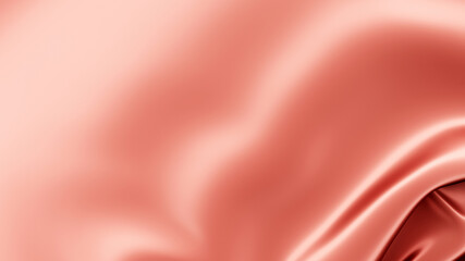 Fototapeta premium Pink silk. Beautifully laid fabric. Coral color. Glamour horizontal background. High resolution.