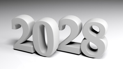 2028 gray write on gray background - 3D rendering illustration