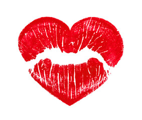 heart shape kissing lips