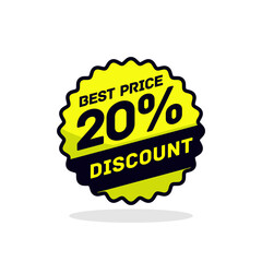 20 percent Sale tags. Special offer, big sale, discount, best price, mega sale banner set