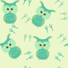 Children's seamless pattern with cute owls