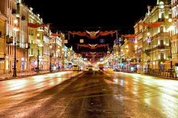 Nevsky Prospect night with lightsSaint Petersburg