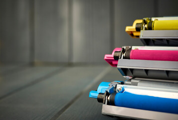 Color toner cartridges for color laser printer - obrazy, fototapety, plakaty