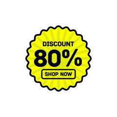 80 percent discount abstract yellow vector eps