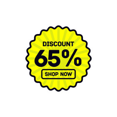65 percent discount abstract yellow vector eps