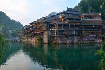 Obraz premium Fenghuang Ancient City Summer Scenery, Xiangxi, Hunan, China