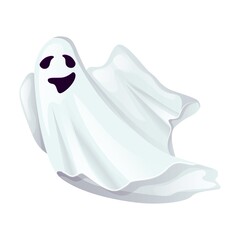 Halloween party poster with scary ghost spooky character vector illustration. Night horror invitation card.
