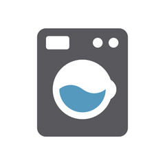 Washing machine simple icon. Black isolated vector symbol.