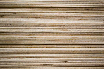 Lots of plywood sheets, close-up of the cut-off point