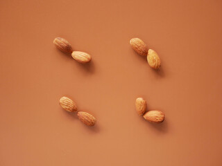 Almonds isolated on background, nut beans