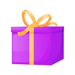 Gift box isolated on white background. Birthday package surprise present vector illustration.
