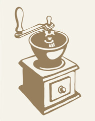 Coffee grinder. Vector drawing icon