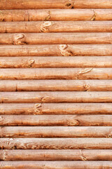 Log Cabin Or Barn Unpainted Debarked Wall Textured Horizontal Background With Copy Space