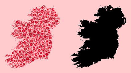 Obraz premium Vector Collage Map of Ireland Island of Covid-2019 Virus Icons and Solid Map