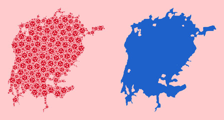 Obraz premium Vector Collage Map of Victoria Lake of Coronavirus Items and Solid Map
