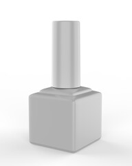 Blank nail polish bottle for mockup design and branding presentation, 3d render illustration.