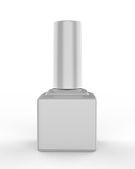 Blank nail polish bottle for mockup design and branding presentation, 3d render illustration.