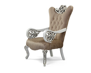 Vintage classic luxury single sofa on white background . corner view .