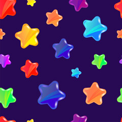 Seamless pattern with colored cartoon drawn stars. Seamless stars kids vector background.