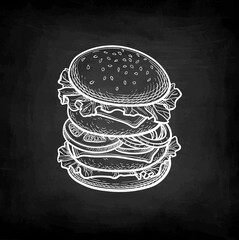 Chalk sketch of hamburger.