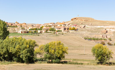 a view of La Riba de Escalote village, province of Soria, Castile and Leon, Spain
