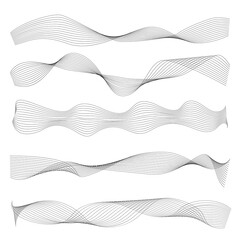 Set of Wave Borders. Wavy Lines, Symbols, Sinuous Curves