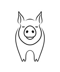 Pig outline. Isolated pig on white background