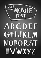 Old Soviet Movie Font, 1960s Typeface, Monochrome Background, Retro Shapes