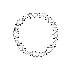 Frame with black hearts outline. Isolated vector illustration for decoration of text, banners, web, posters, invitation. Fancy and elegant for happy valentine day.