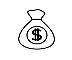 Money bag on a white background. Silhouette. Vector illustration.