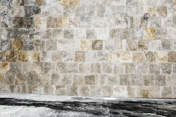 Creative square porous tiles textured background wall. As background for your art project