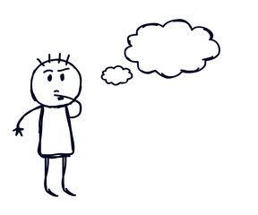 Man thinks on a white background. Sketch. Vector illustration.