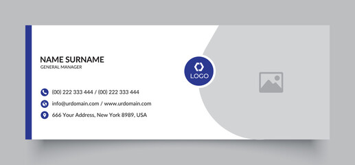 Corporate email signature template with an author photo place modern and minimal layout design