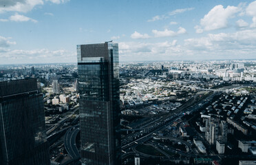 Fototapeta na wymiar aerial view of the city on a clear day. metropolis, skyscraper