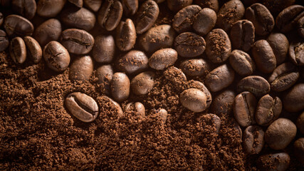 Coffee beans and finely ground coffee.