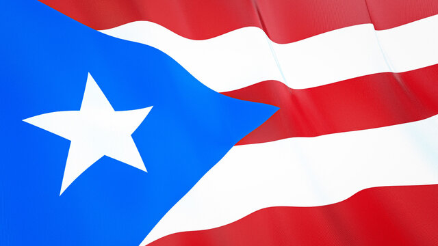 The flag of Puerto Rico. Waving silk flag of Puerto Rico. High quality render. 3D illustration