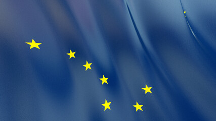 The flag of Alaska. Waving silk flag of Alaska. High quality render. 3D illustration