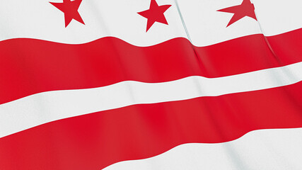 The flag of District of Columbia. Waving silk flag of District of Columbia. High quality render. 3D illustration