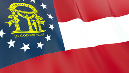 The flag of Georgia. Waving silk flag of Georgia. High quality render. 3D illustration