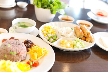 Rice Mixed with Shrimp paste and Vietnamese Meatball Wraps (Nam Neung)