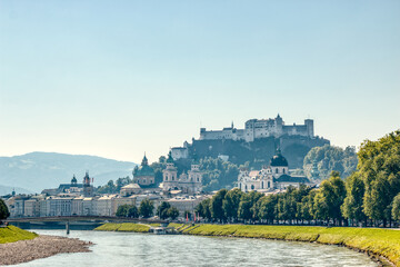 Salzburg Castle view from Salzach river