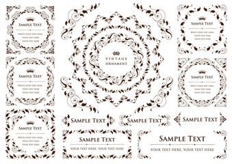 Vintage ornament set. borders and frames. 