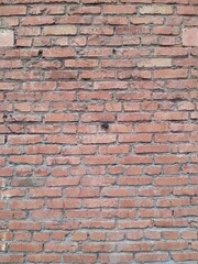 Panoramic background of wide old red brick wall texture. Home or office design backdrop