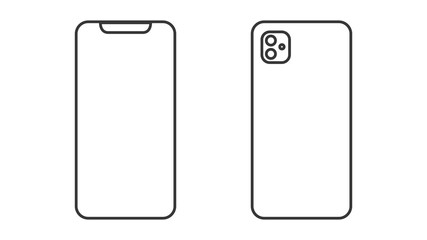 Smartphone mockup icon with front and back panels isolated on white background. Vector illustration
