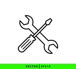 Screwdriver and wrench icon vector logo design template