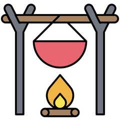 Outdoor cooking icon, Summer vacation related vector