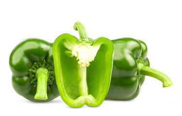 sweet green pepper, paprika, isolated on white background